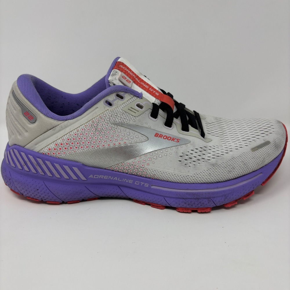Brooks Adrenaline GTS 22 Womens Size 8 Grey Purple Running Shoes (1203531B105)